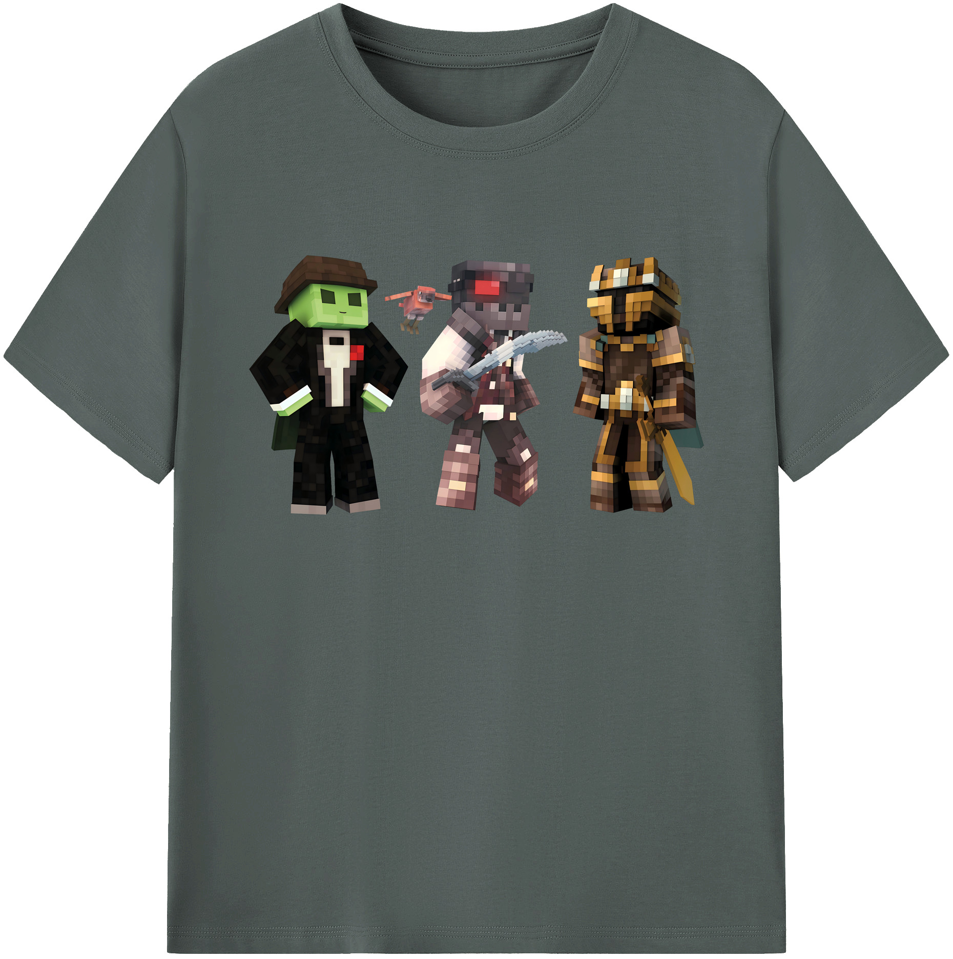 （画像用） マインクラフト ブロックの世界 Minecraft MC Block world 綿100％ メンズ半袖Tシャツ｜肌触りやわらか＆通気性